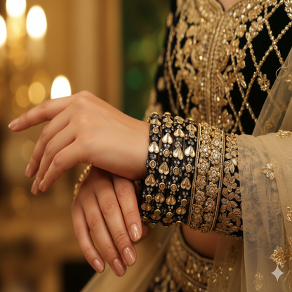 Black & Gold Heart Kada Set