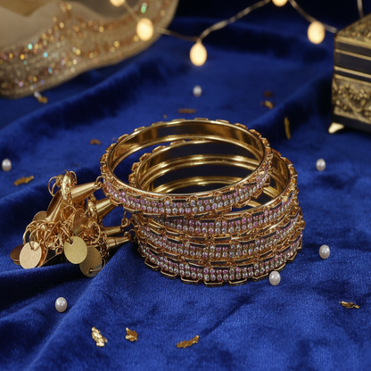 Royal Gold Latkan Bangles with Sparkling Stones