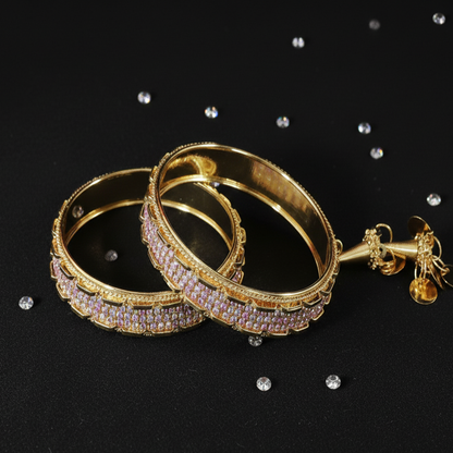 Festive Charm Gold Latkan Bangle Set