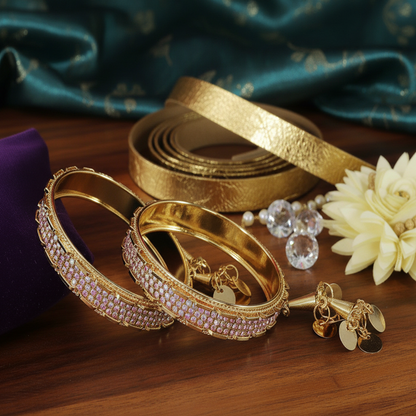 Festive Charm Gold Latkan Bangle Set