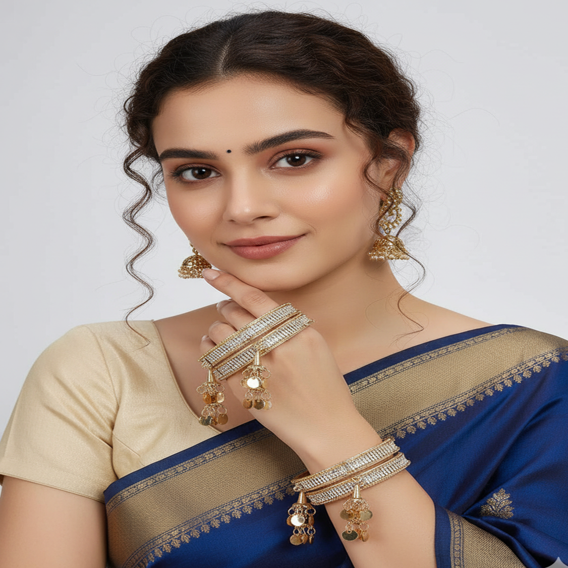 Festive Charm Gold Latkan Bangle Set