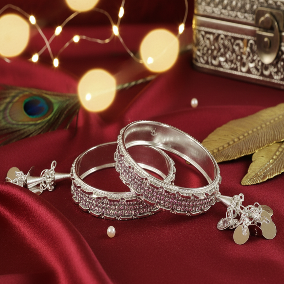 Elegant Silver Spark Latkan Kada