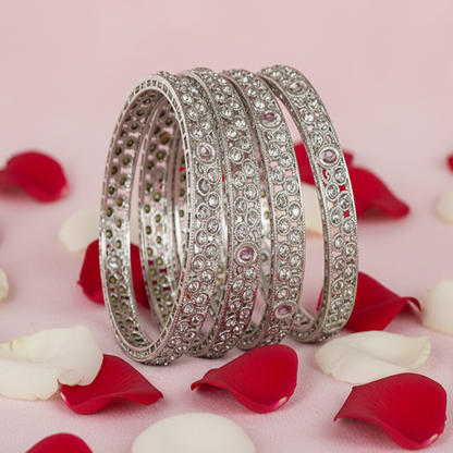 Sparkling Grey Stone Kada Set