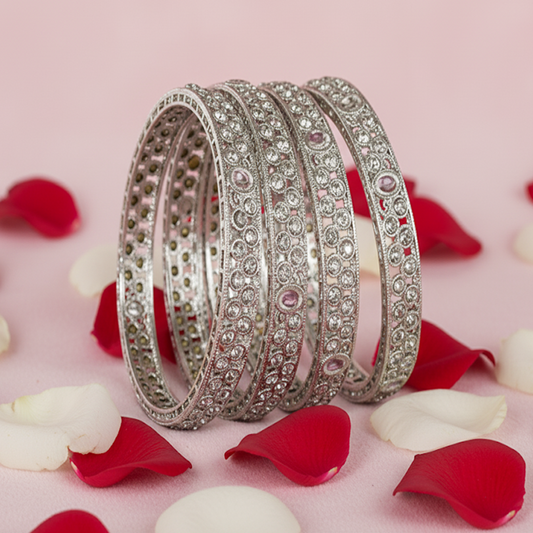 Sparkling Grey Stone Kada Set