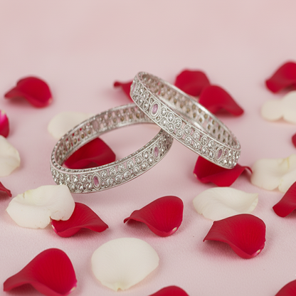 Sparkling Grey Stone Kada Set