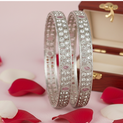 Sparkling Grey Stone Kada Set