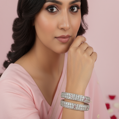 Sparkling Grey Stone Kada Set