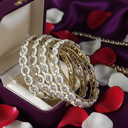 Royal Pearl Stone Gold Kada