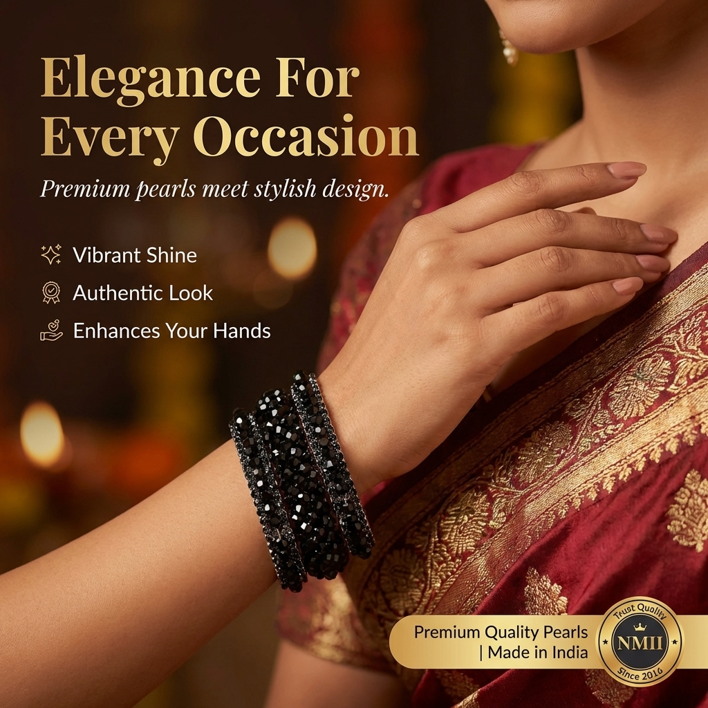 Elegant Black Metal Kada Bangle Set – Set of 6 Stylish Bangles