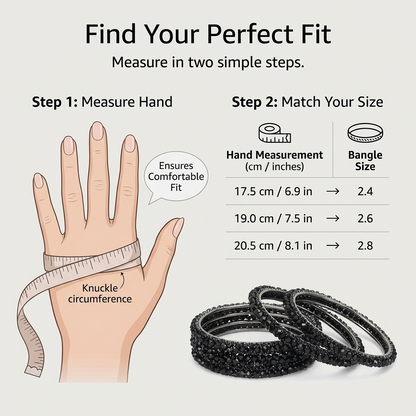 Elegant Black Metal Kada Bangle Set – Set of 6 Stylish Bangles