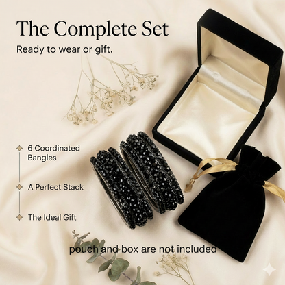 Elegant Black Metal Kada Bangle Set – Set of 6 Stylish Bangles