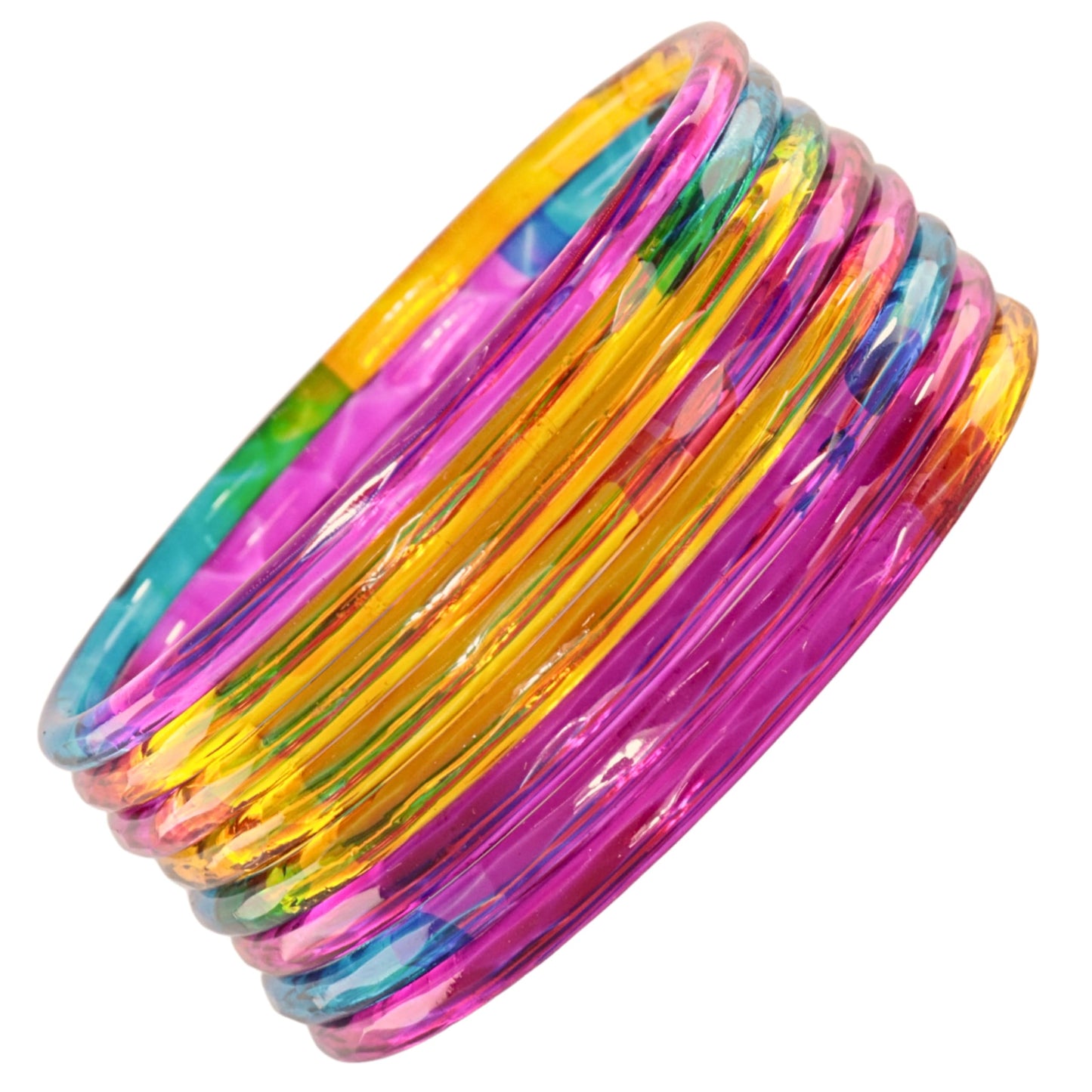 Jelly Bangle Glossy Glass Ruby Multi Bangles Set (Pack of 8) – Ethnic Jewellery