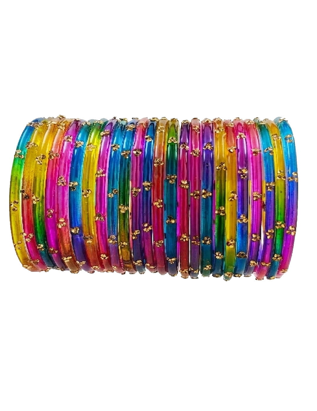 Traditional  Multi Stone Gold Bangles Set Glossy Finish with Golden Stone Work | Wear (Pack of 24)