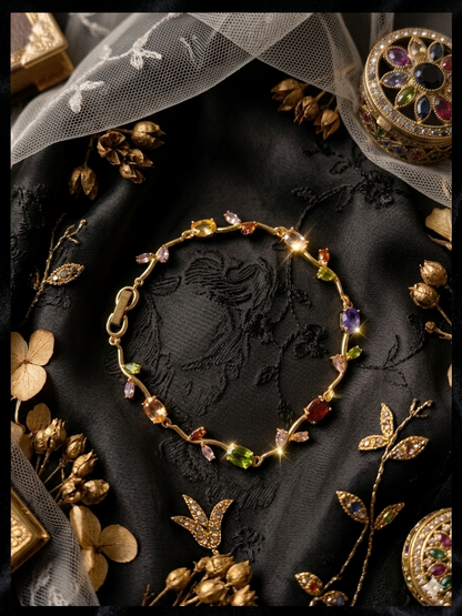 Elegant Gold-Toned Bracelet with Multi Stone & Zircon Stylish Designer Chain Bracelet for Daily & Party Wear