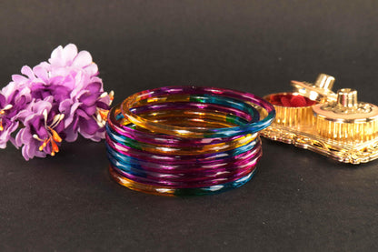 Jelly Bangle Glossy Glass Ruby Multi Bangles Set (Pack of 8) – Ethnic Jewellery