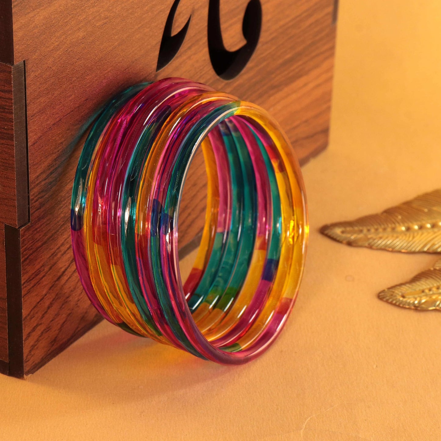 Jelly Bangle Glossy Glass Ruby Multi Bangles Set (Pack of 8) – Ethnic Jewellery