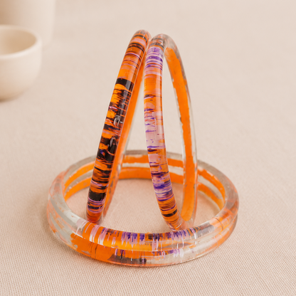 Trendy Glossy Glass Bangle Set For Women - Set Of 4