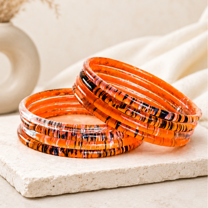 Glossy 3D Glass Bangle Set For Women - Set Of 8