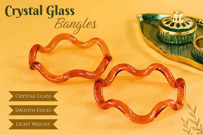 Stylish Zig Zag Crystal Glass Bangles Spiral Twisted Design Kada Set- 2