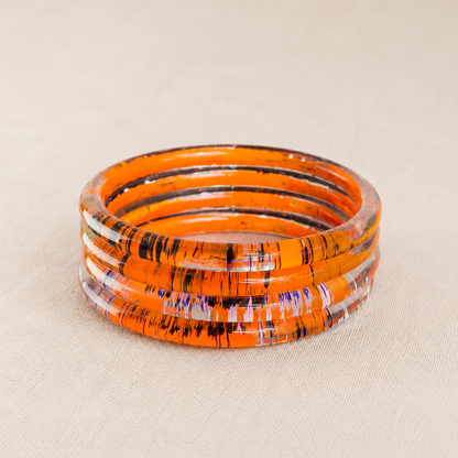 Trendy Glossy Glass Bangle Set For Women - Set Of 4
