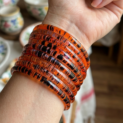 Glossy 3D Glass Bangle Set For Women - Set Of 8