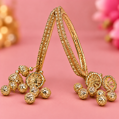 Gold Plated Designer Bangles Set with Sparkling Stone Work - Set Of 4