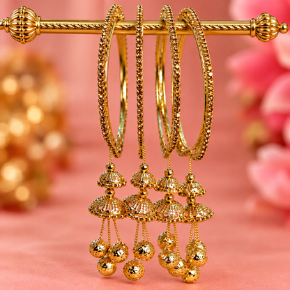 Gold Plated Designer Bangles Set with Sparkling Stone Work - Set Of 4