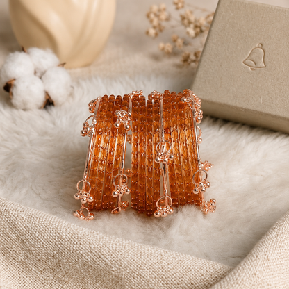 Trendy Glass Bangles With RoseGold Ghunghroo Set - Set Of 16