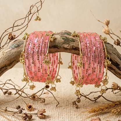 Premium Crystal Glass Kada Bangles Set  Traditional Ethnic Fashion Jewelry - Set Of 12