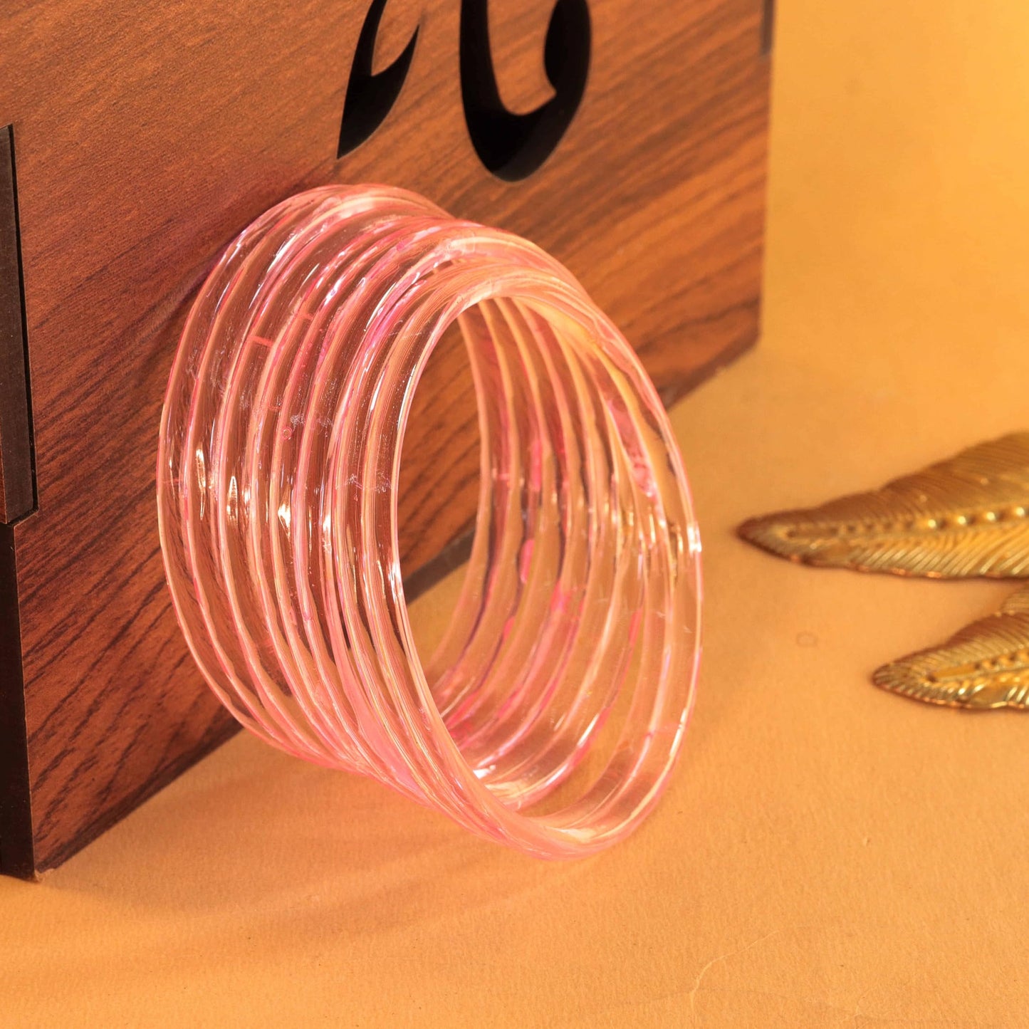 Jelly Bangle Glossy Glass Ruby Pink Bangles Set (Pack of 8) –Ethnic Jewellery