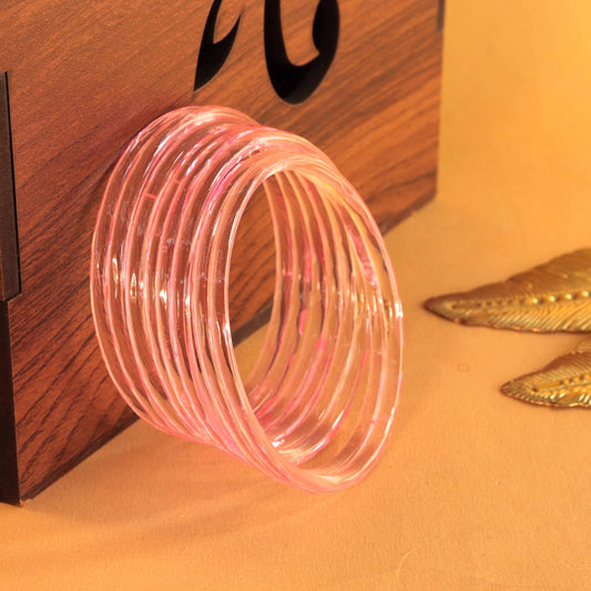 Jelly Bangle Glossy Glass Ruby Pink Bangles Set (Pack of 8) –Ethnic Jewellery