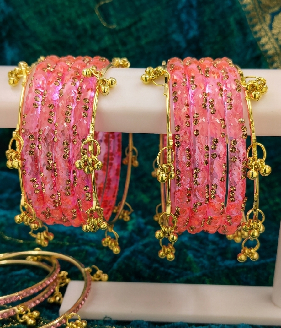 Premium Crystal Glass Kada Bangles Set  Traditional Ethnic Fashion Jewelry - Set Of 12