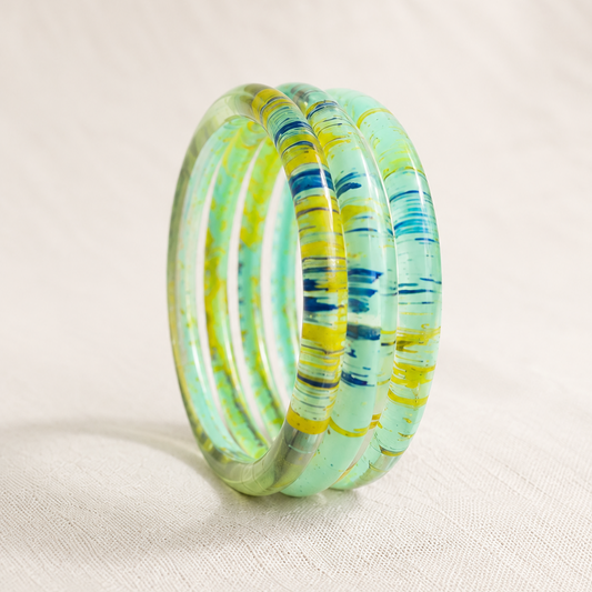 Trendy Glossy Glass Bangle Set For Women - Set Of 4