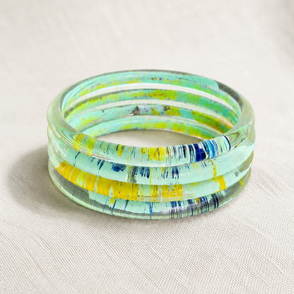 Trendy Glossy Glass Bangle Set For Women - Set Of 4