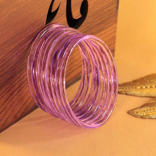 Jelly Bangle Glossy Glass Ruby Purple Bangles Set (Pack of 8) –Ethnic Jewellery