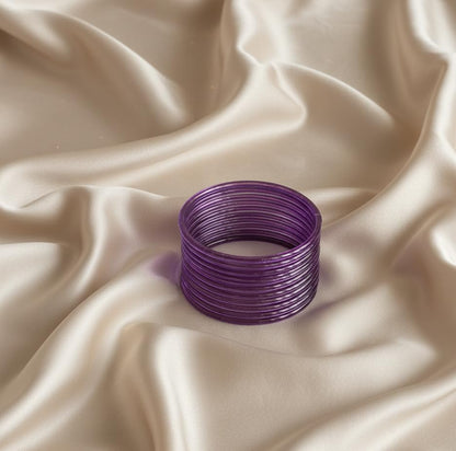 Jelly Bangle Glossy Glass Ruby Purple Bangles Set (Pack of 8) –Ethnic Jewellery