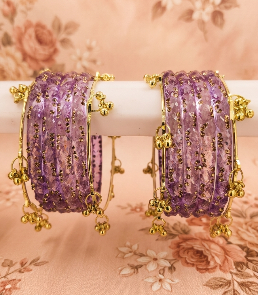 Premium Crystal Glass Kada Bangles Set  Traditional Ethnic Fashion Jewelry - Set Of 12