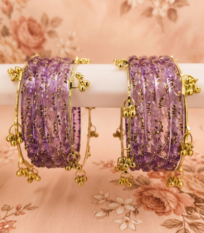 Premium Crystal Glass Kada Bangles Set  Traditional Ethnic Fashion Jewelry - Set Of 12