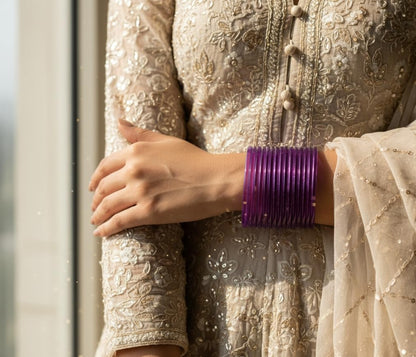 Jelly Bangle Glossy Glass Ruby Purple Bangles Set (Pack of 8) –Ethnic Jewellery