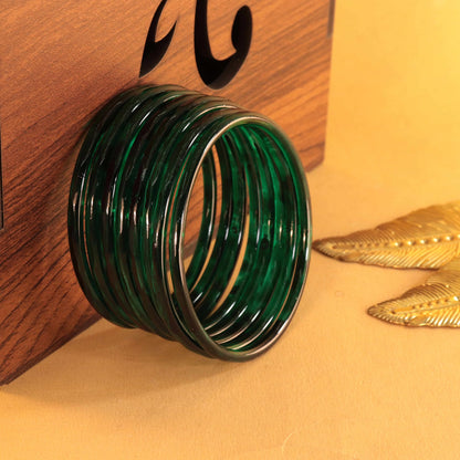 Jelly Bangle Glossy Glass Ruby Radium Bangles Set (Pack of 8) – Ethnic Jewellery