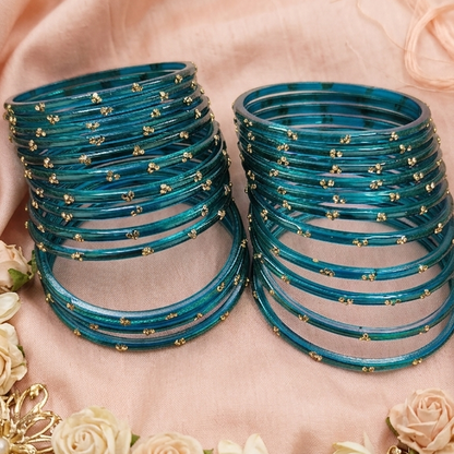 Traditional  Radium  Stone Gold Bangles Set  Glossy Finish with Golden Stone Work Wear (Pack of 24)