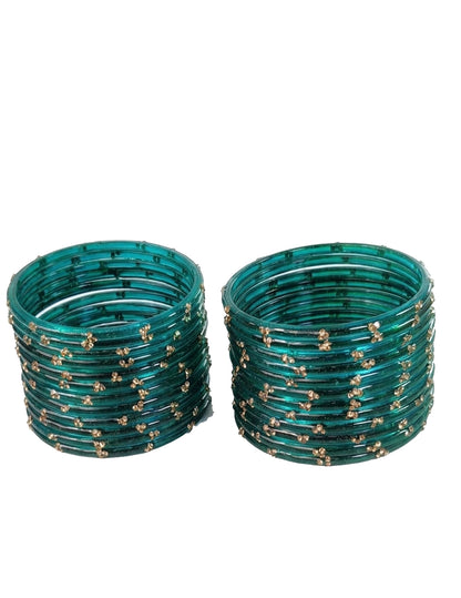 Traditional  Radium  Stone Gold Bangles Set  Glossy Finish with Golden Stone Work Wear (Pack of 24)
