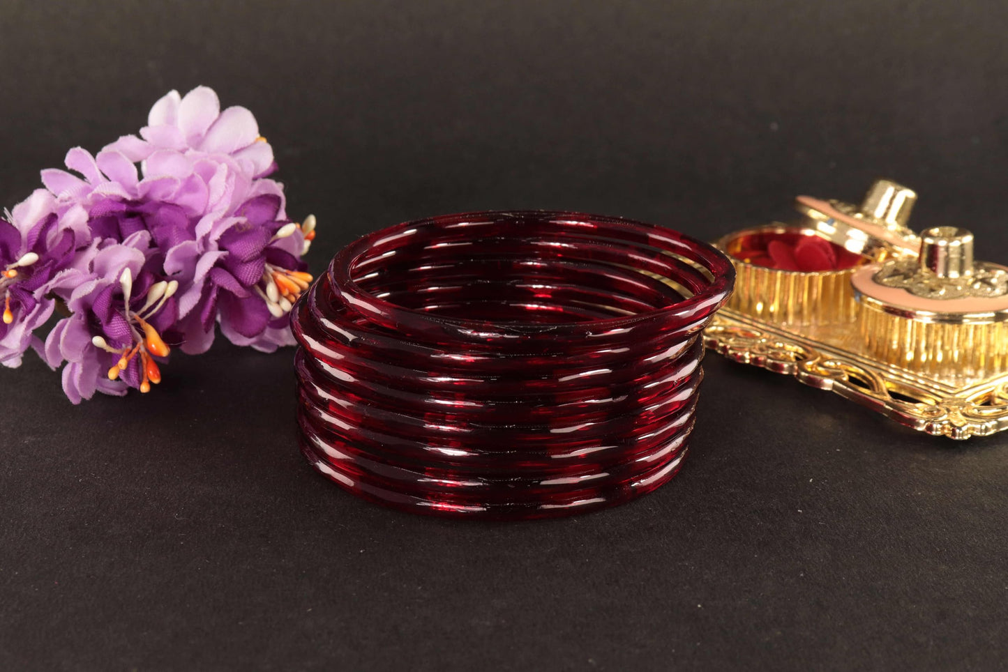 Jelly bangle Glossy Glass Ruby DarkRed Bangles Set (Pack of 8) – Ethnic Jewellery