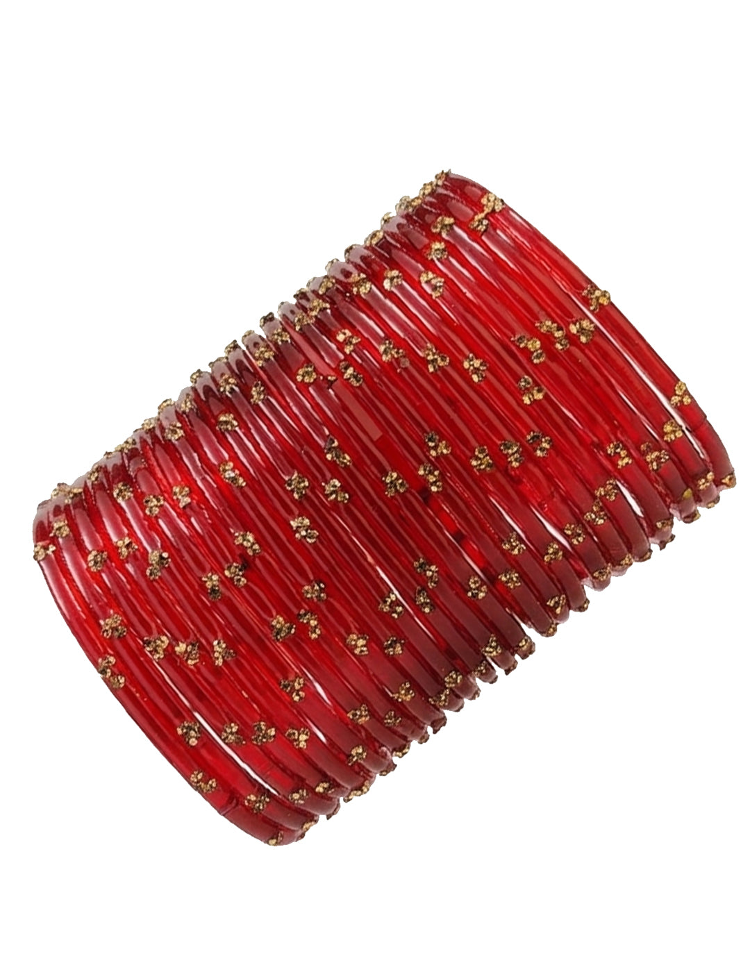 Traditional  Red Stone Gold Bangles Set Glossy Finish with Golden Stone Work  Wear (Pack of 24)