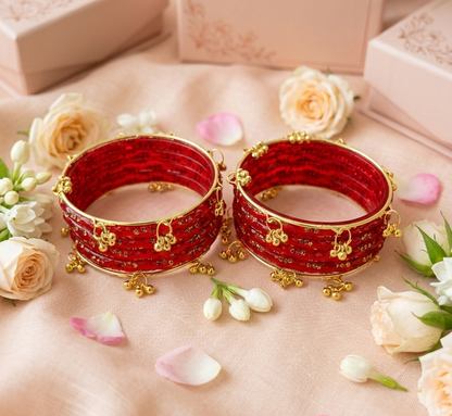 Premium Crystal Glass Kada Bangles Set  Traditional Ethnic Fashion Jewelry - Set Of 12