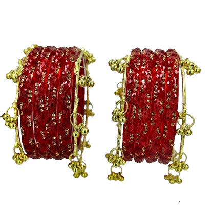 Premium Crystal Glass Kada Bangles Set  Traditional Ethnic Fashion Jewelry - Set Of 12