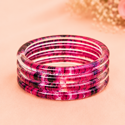 Trendy Glossy Glass Bangle Set For Women - Set Of 4