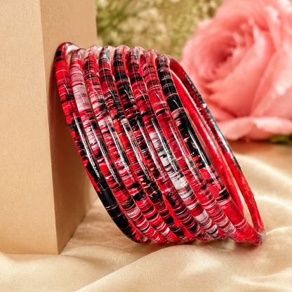 Glossy 3D Glass Bangle Set For Women - Set Of 8