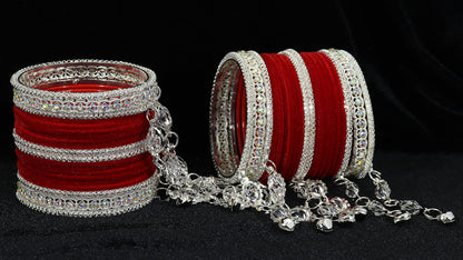 Elegant Velvet & Latkan Bangles – Festive Party Wear Collection -Pack of -40