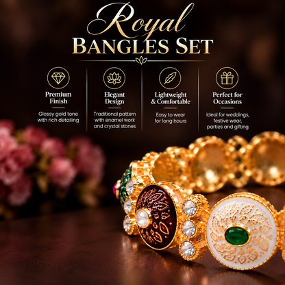 Premium Gold Plated Designer Kada Bangles Set with Multicolor Design - Set Of 2